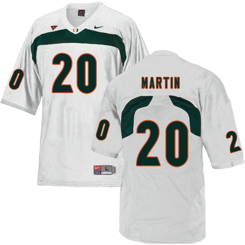 Nike Miami Hurricanes #20 Asa Martin College Football Jerseys Sale-White - Click Image to Close